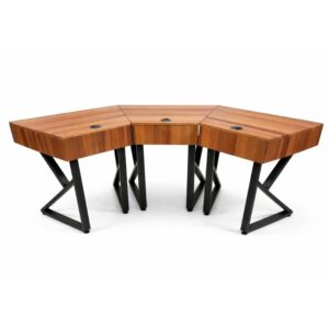 mesa modular podcast mesa para podcast grabación set de tv podcasting fillmaker rental utileria alquiler props grabaciones e2 peru lima