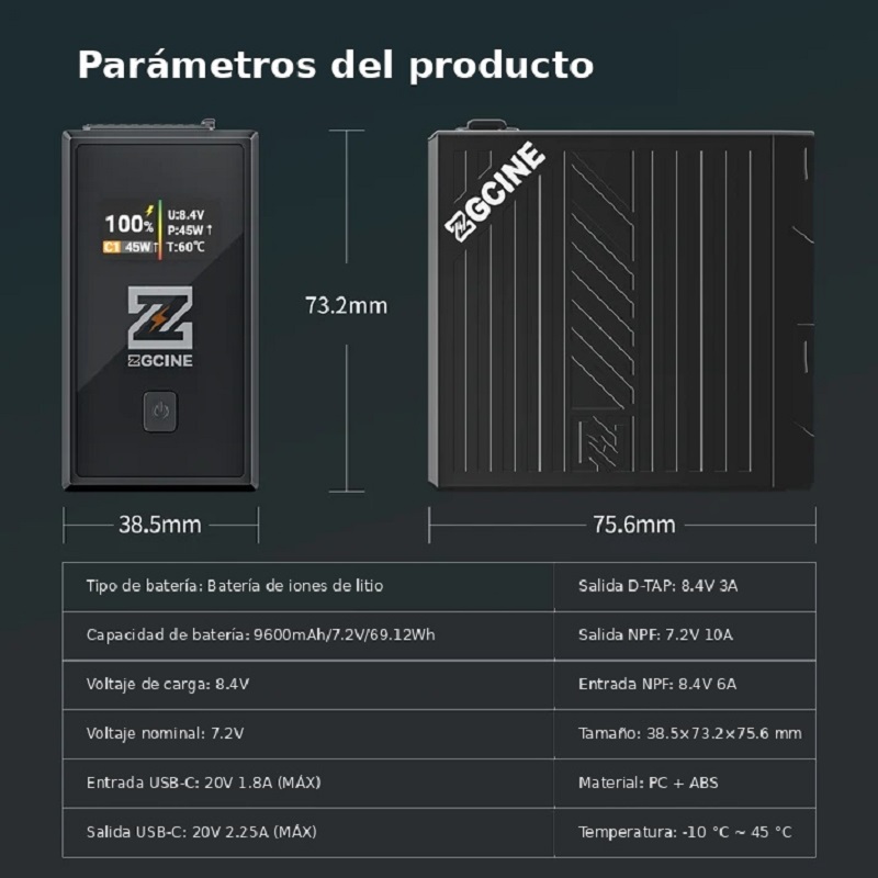 Bateria NP-F970, ZGCINE NP-F970 70Wh, Bateria NPF Inteligente, Alquiler Bateria NPF Peru, Bateria USB-C D-Tap, Bateria para Monitores y Luces, E2 Peru, e2peru